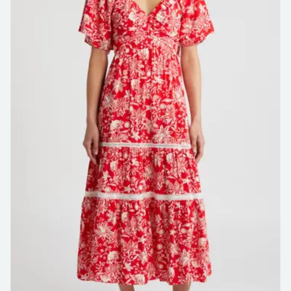 Adelyn Rae Scarlet Floral Midi Dress